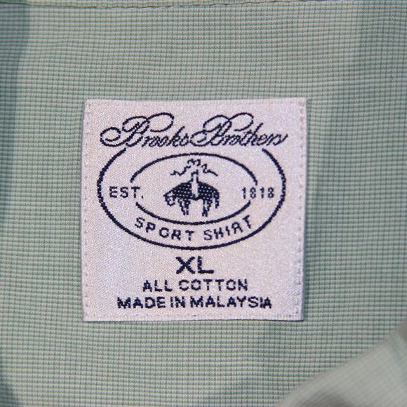 Vintage Brooks Brothers Sport Shirt Mens XL Mint Green Timeless Luxury Pin Check - Picture 3 of 7